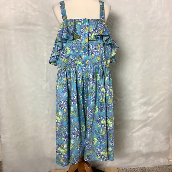 Modcloth Beckoning The Berkshires Sleeveless Blue Floral Dress NWT Plus 18W - Picture 1 of 9